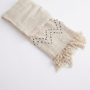 Zigzag Throw <b>White</b> Woven Soft Fabric Solid Long Lightweight Decorative Throw Blanket Home Textile Scarves Shawls <b>Sofa</b> <b>Bed</b> - Product Image 1