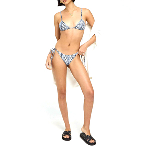 Ensemble de bikini imprimé serpent pour femmes, maillot de bain deux pièces, haut triangulaire, bas à lacets, vêtements de plage sexy, maillot de bain d'été - Product Image 1