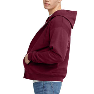 เสื้อสเวตเชิ้ตผู้ชายสีน้ำเงินมีฮู้ด ซิปหน้า ผ้าฟลีซโพลีเอสเตอร์ ทรงปกติ สีพื้น ลำลอง ถักทอ สำหรับฤดูหนาว ซักเครื่องได้ - Product Image 2