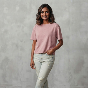 T-shirts décontractés pour femmes 100% haute qualité, coupe oversize, à manches courtes, effet délavé à l'acide - Product Image 4