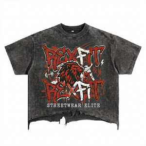 T-shirts personnalisés imprimés effet vieilli délavé à l'acide, en molleton bouclette 260 g/m², coupe ample et oversize pour homme - Product Image 1