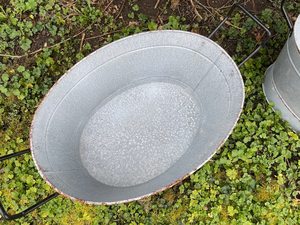 Galvanized Round Metal Bucket <b>Planter</b> With Handles Rustic Farmhouse Flower Pot For Indoor Home Decor & <b>Outdoor</b> Garden Use - Product Image 4