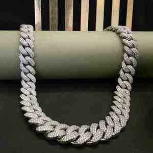 Cadena cubana de moissanita con incrustaciones de diamantes, estilo moderno, para joyería hip hop, en plata de ley 925, cadena cubana de 16 mm - Product Image 2