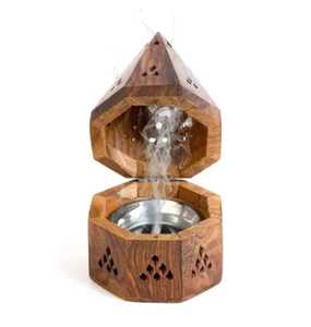 New Ramadan Gift Item Wood Bakhoor Eco-Friendly Durable Incense <b>Burner</b> Antique Indian Handmade Religious Home Incense Holder - Product Image 2