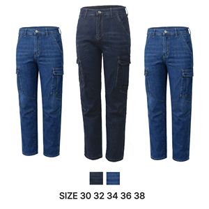 Black Eagle Men's Mid Autumn Stretch Breathable Spandex Cargo Denim <b>Jeans</b> Multi-Pocket Utility Straight Fit Casual Durable <b>Work</b> - Product Image 1