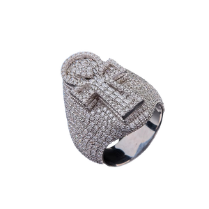 925 <b>Silver</b> Iced Baguette Moissanite <b>Cross</b> <b>Ring</b> Custom Hip Hop Rose/Yellow/White Gold Plated Unisex Daily Wear GRA <b>Rings</b> - Product Image 1