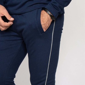 <b>Men's</b> <b>Navy</b> Blue Hooded Sweatshirt Set Solid Color Knitted Casual <b>Jogger</b> Pants Breathable Winter Streetwear - Product Image 3