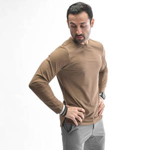 เสื้อยืดแขนยาวผู้ชายผ้าฝ้ายแท้ 100% สำหรับฤดูใบไม้ร่วง กิจกรรมกลางแจ้ง ไซส์ US S-4XL ลายพื้นเรียบพร้อมงานพิมพ์ซิลค์สกรีน - Product Image 5