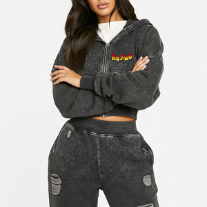 Sweat à capuche pour femme en coton mélangé épais 380 GSM, tissu doux et lourd, vente en gros USA Europe, sweat à capuche de créateur pour femme, bio - Product Image 2