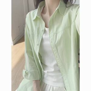 เสื้อเชิ้ตผู้หญิงผ้าฝ้าย 100% ติดกระดุม แขนยาว สีฟ้าอ่อน สไตล์ลำลอง ทรงหลวม ใส่สบาย รุ่นพื้นฐาน สำหรับฤดูใบไม้ร่วง ปี 2026 - Product Image 1