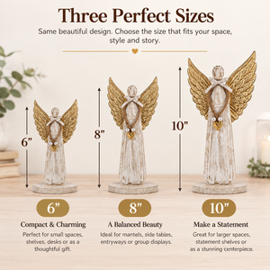 Figurine d'ange en bois avec ailes dorées et ornement en forme de cœur perlé, décoration de table rustique faite à la main pour le salon de Noël - Product Image 3