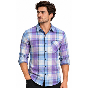 <b>Mens</b> <b>Flannel</b> <b>Shirt</b> Plaid Casual Button Down Checkered Workwear Outdoor Clothing Custom Wholesale Manufacturer OEM ODM Bulk Order - Product Image 1