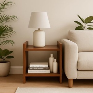Walnut Wood Art Deco Side <b>Table</b> with Geometric Veneer Inlays | Wholesale - Product Image 3