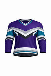 Jersey de Hockey sobre Hielo Unisex, Manga Tres Cuartos, Diseño Sublimado a Rayas, Absorbe la Humedad, Corte Regular, Ropa para Adultos - Product Image 3