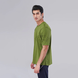 Custom Men Olive Green Blank T Shirt High Quality Heavyweight Cotton Plain Crewneck Oversized <b>Dropshipping</b> Tee Clothing - Product Image 2