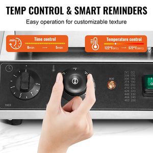 Macchina per Waffle Belga Professionale 1750W in Acciaio Inox Antiaderente con Controllo della Temperatura per 4 Waffle - Product Image 3