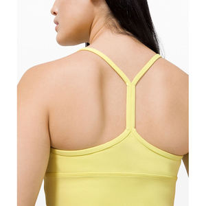 Women Yellow Spaghetti Strap Crop Top Olive High Waist Leggings Yoga Set Seamless Breathable Activewear Two Piece - Product Image 5