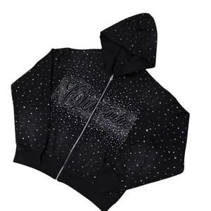 Sudaderas con capucha negras con pedrería para hombre, sudaderas con capucha de lujo con cremallera y cristales, ropa de calle brillante con diamantes, sudaderas de invierno a la moda para hombre - Product Image 1