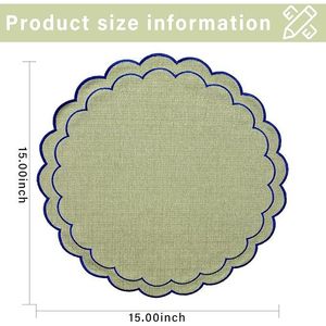 Set di 4 tovagliette in lino e cotone con ricamo floreale a festoni, 38 cm, tessuto con trama in lino naturale, lavabili in lavatrice - Product Image 3