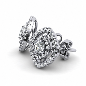 925 Sterling Silver Brilliant Round Cut <b>Diamond</b> Double Halo Moissanite Women's <b>Earrings</b> - Product Image 3