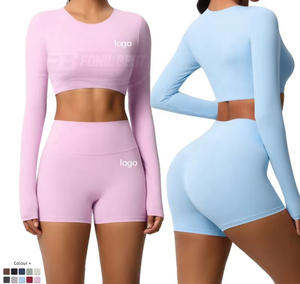 Haut court sans manches à séchage rapide, sans coutures, taille haute, pour femme, avec coussinets de poitrine, respirant, écologique, pour le yoga - Product Image 1