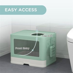 กระบะทรายแมวแบบปิดมิดชิดพร้อมอุปกรณ์เสริมระดับพรีเมียม - Product Image 1