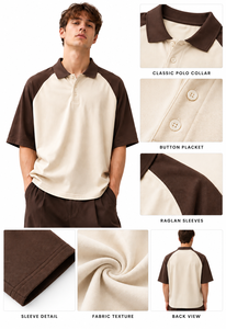 Camiseta Polo Raglan Premium |   Camiseta Polo de Hombre con Contraste de Color |   Polo Casual de Algodón con Cierre de Botones |   Fabricación Personalizada OEM ODM - Product Image 3