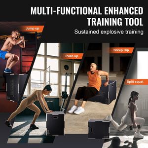 กล่องกระโดดแบบ plyometric ทำจากไม้สีดำขนาด30/24/20นิ้วกล่องกันลื่นสำหรับออกกำลังกายฟิตเนสในบ้านห้องออกกำลังกาย - Product Image 5