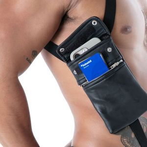 สายรัดอกผู้ชายสีดำแบบมีซิป ขนเฟอร์เทียม ระบายอากาศได้ดี เป็นมิตรกับสิ่งแวดล้อม พร้อมกระเป๋าซิปแบบพิเศษ - Product Image 6