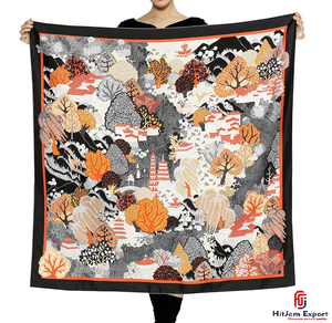 Premium Long Square Animal <b>Scarf</b> Soft Polyester Fabric Custom Logo White Label OEM ODM Custom Textile Manufacturer Export - Product Image 3