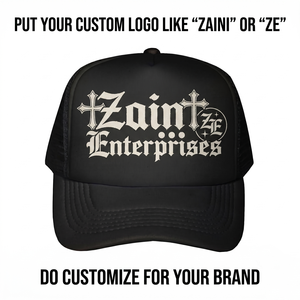 Gorra de 5 Paneles con Visera Plana, de Malla de Poliéster Premium de 260 GSM, Negra y Blanca, con Logotipo Personalizado Bordado y Cierre a Presión - Product Image 1