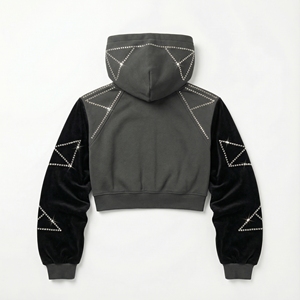 cropped hoodie <b>men</b> cotton oversize drop shoulder streetwear heavyweight custom logo pullover blank <b>crop</b> <b>top</b> hoodies for <b>men</b> - Product Image 4