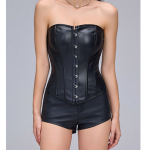 Corsé de Cuero Personalizado con Varillas de Acero, Estilo Overbust, Cinturilla Reductora con Cierre de Gancho y Ojo, Moldeador Corporal para Mujer, Disfraz de Moda - Product Image 1