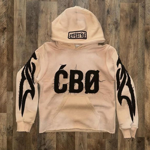 Sweat à capuche pour homme personnalisé avec appliqué brodé 2026, effet vieilli, délavé à l'acide, style vintage, 100% coton molletonné, streetwear - Product Image 4