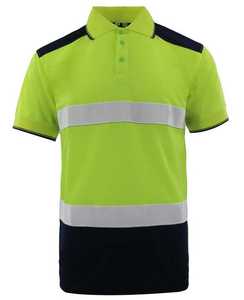 Men's High Visibility Reflective Safety for Shirt Short Sleeve Solid Eco-Friendly Breathable <b>Canvas</b> Fabric Casual Green Navy - Product Image 2