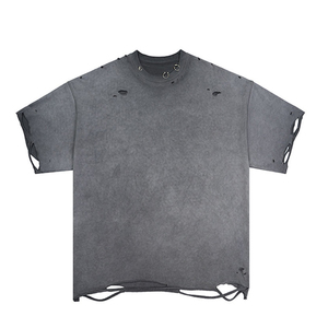 Camiseta Oversize Distressed de Estilo Urbano Personalizada para Hombre, con Estampado DTG, Lavado Ácido, Algodón, Diseño Gráfico - Product Image 1