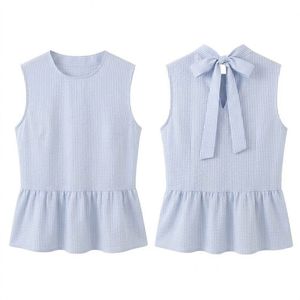 Pleated Front Premium Draped Women Blouses Tiered Peplum Silhouette <b>Coral</b> Orange Woven Rayon Halter Collar Sleeveless <b>Tops</b> - Product Image 4