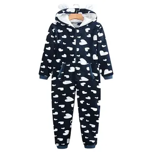 Thời Trang Mới Tùy Chỉnh Thoải Mái Giản Dị Cộng Với Kích Thước Flannels Trùm Đầu Onesie Hearts In Front Zipper Phụ Nữ Ấm Đồ Ngủ