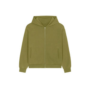 เสื้อฮู้ดซิปผู้ชายสีเทา ทรงปกติ ผ้าฝ้ายเฟรนช์เทอร์รี่ สวมใส่สบายๆ สำหรับฤดูใบไม้ร่วง - Product Image 6