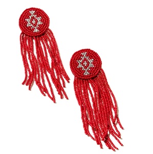 Boucles d'oreilles à pompons perlés personnalisées pour filles, élégantes, brodées à la main avec des perles de rocaille, pour les fêtes - Product Image 5