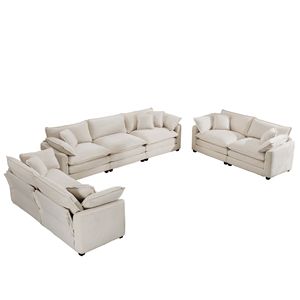 Set di Divani Moderni in Tessuto per Soggiorno, 2 Pezzi: 1 Divano a 3 Posti e 2 Divani a 2 Posti, Seduta Profonda, Collezione 3 Divani - Product Image 3