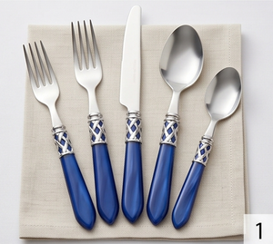 Ensemble de couverts de luxe en argent avec manches bleus pour la maison, les restaurants, les hôtels, les réceptions et une présentation de table élégante - Product Image 1