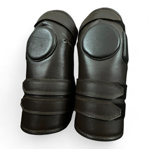 Genouillères en cuir élastique de haute qualité à 3 sangles pour l'équitation, respirantes et rembourrées pour une protection confortable des genoux - Product Image 3