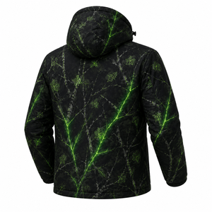 Veste matelassée à capuche pour homme, camouflage vert forêt, imperméable, coupe-vent, isolée thermiquement, pour la chasse, la randonnée, les activités de plein air en hiver - Product Image 3