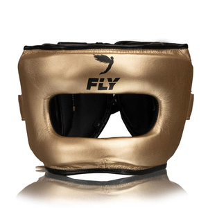 Ensemble d'équipement de boxe Fly en cuir PU or et noir, comprenant un casque, des gants, une protection inguinale, fermeture Velcro, respirant, pour l'entraînement aux arts martiaux - Product Image 4