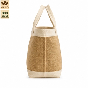 300 GSM Laminated Jute Cotton Blend <b>Storage</b> <b>Laundry</b> Bag Home <b>Storage</b> 35x30x22 cm Custom Logo Wholesale OEM Reusable Model TH-07 - Product Image 3