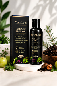 Aceite Anticanas |   Aceite Capilar Herbal Ayurvédico para el Cuidado del Cabello Gris, Nutrición del Cuero Cabelludo y Pigmentación Natural del Cabello |   Venta al por mayor - Product Image 5