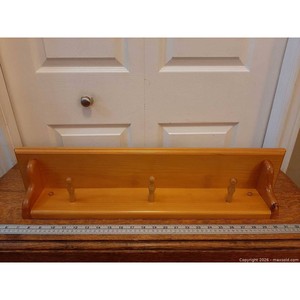 Handcrafted <b>Rustic</b> Pine Wood Wall Shelf with Ornate Brackets-Living Room Storage Wholesale From India - Product Image 2