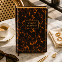 Agenda hebdomadaire LABON personnalisé en écaille de tortue, couverture rigide dorée, journal de luxe, bords dorés, coffret cadeau, papeterie professionnelle