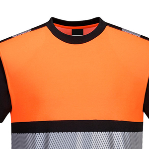 Men's <b>Orange</b> Black Reflective Workwear T-Shirt Short Sleeve Quick Dry V-Neck Casual Shirt Summer Style - Product Image 6